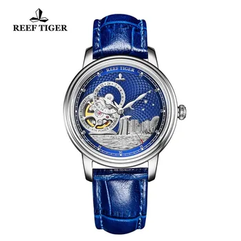 Recif de Tigru/RT 2021 Lux Ceas de Moda pentru Femei, Barbati Blue Tourbillon Automatic Ceas din Piele Unisex Ceasuri Ceas Reloj RGA1739