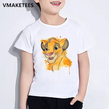 Copii Drăguț Desene animate Simba Regele Leu Print T-shirt pentru Copii Amuzante Haine pentru Fete si Baieti de Vară Copil Alb T shirt