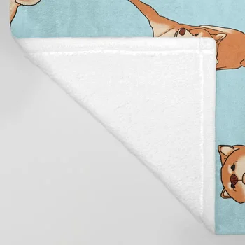 Câinele Shiba Inu Desene animate Arunca Pătură Copii Drăguț de Design Shiba Inu de Imprimare Albastru Pături pentru Paturi de Decoratiuni de Craciun pentru Casa