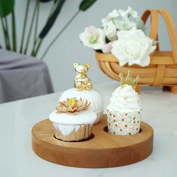 SWEETGO 3 deține suport lumanare lemn bord tava stil Japonez desert brioșă placa de alimentare palet acasă decorare pentru candy bar