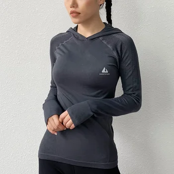 BINȘI Yoga Tricou Sport Top Femei cu Glugă Exercițiu Sport Femei Camasa Slim Sala de Fitness de Top de Funcționare Tricouri Antrenament Maneca Lunga