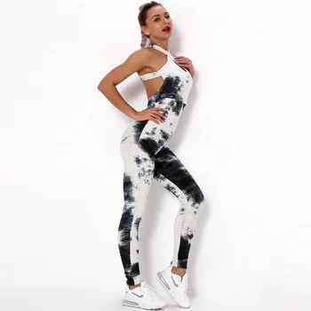 2020 Femei Tie-dye Stil Suspensor Yoga Salopeta de Cerneală Mozaic Pantaloni de Yoga Antrenament Sala de Sport Colanti Dresuri Sexy eleganta vladan