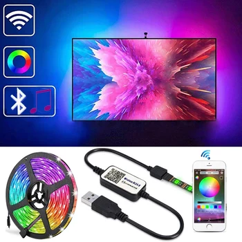 0.5/1/2/3/4/5M Bluetooth RGB LED Strip Lumina SMD5050 Diodă Banda Neon Flexibil Ledstrip Panglică Benzi cu LED-uri USB 5V TV Iluminare din spate