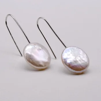 Pearl cercei, monede în formă de perle baroc, perle albe, 92 argint, doamnelor pearl cercei
