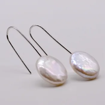 Pearl cercei, monede în formă de perle baroc, perle albe, 92 argint, doamnelor pearl cercei