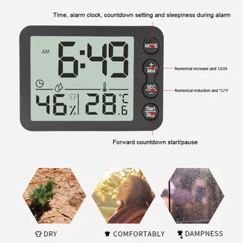 Decorative De Perete Digital Ceas Cu Alarmă Tabelul Desktop Calendar Temperatura Umiditate Termometru Higrometru De Radio Controlate Ceas