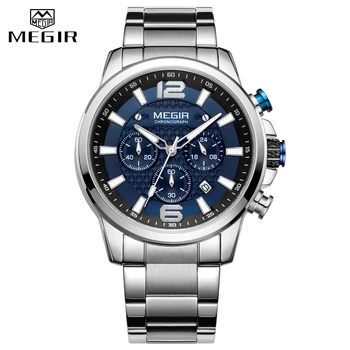 MEGIR Top Brand de Lux Watch Full Steel Mens Sport Cuarț Ceas de mână pentru Bărbați Luminos rezistent la apă, Cronograf Militar Data Ceas