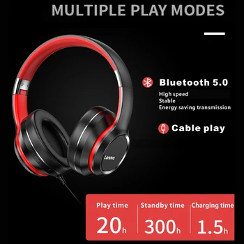 Lenovo HD200 Bluetooth Căști Over-ear Pliabile Computer fără Fir, Căști de Anulare a Zgomotului HIFI Stereo Gaming Headset