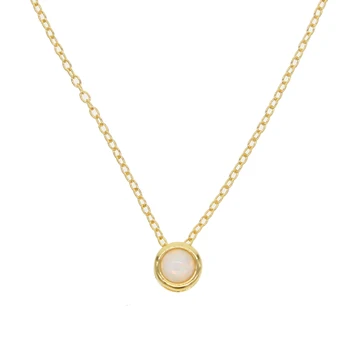 2020 NewStyle argint 925 singură rundă de foc alb opal cu aur lanț colier Moda bijuterii pentru femei, cadou de Nunta