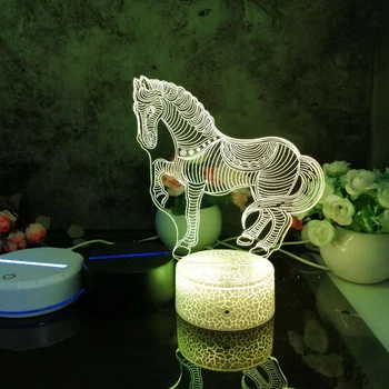 Led 3D Lumina de Noapte Model de Cal Veioza pentru Dormitor Copil Decor Lampa de Birou Cu 16 Culori cu telecomanda
