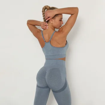 Yushuhua Curea de Umăr Ajustabilă Sutien de Sport uscare Rapida Yoga Colanti Femei fără Sudură Sală de Fitness Îmbrăcăminte Yoga 2-bucata Set