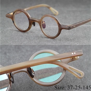 Vintage Natura Corn de Bivol ochelari cadru Unic cu design clasic mici, rotunde ochelari femei barbati original cutie caz,