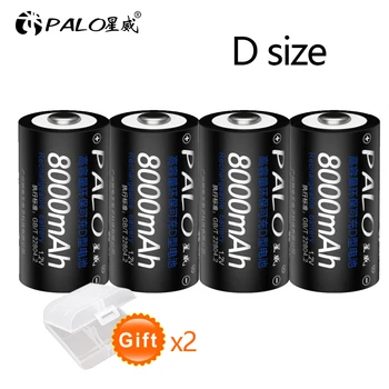 PALO 4buc 8000mAh D rechargerable baterii + NC35 rapid de încărcare inteligent încărcător de baterie pentru AA, AAA 2A 3A C D NI-MH, NI-CD