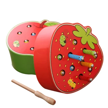 1 Set Omida Mănâncă Montessori Din Lemn De Jucării Pentru Copii De Formare De Memorie Pereche De Potrivire Joc De Matematica De Educație Timpurie Interactive D56