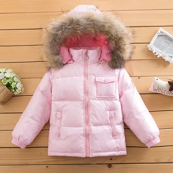 Nou stil fete jachete de iarnă caldă Jos & Parkas solid de iarna baieti moda haine de blană pentru copii jachete de moda costum de schi