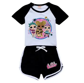 Îmbrăcăminte pentru copii LOL Păpuși Fete Topuri Scurte Sport Costum de Poliester LOL Adolescente Tricou Desene animate Baieti T shirt Set de Vara