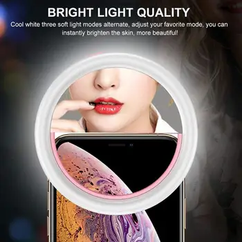 Selfie Inel de Lumina de Umplere cu LED-uri de Lumină Portabile Reîncărcabile Clip-on Fotografie aparat de Fotografiat pentru iPhone, Android telefon Mobil Telefon Mobil