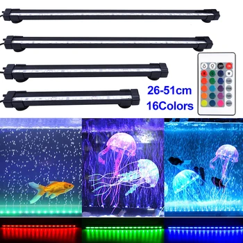RGB IP68 sub apă cu Bule de Aer Lampă de 10-20inch LED Acvariu Rezervor de Pește de Lumină Submersibile Pește Lumina de Luare de Oxigen de Control de la Distanță