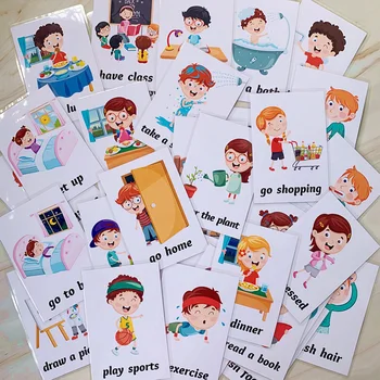 34pcs engleză de Învățare Timpurie Carduri Flash Pentru Copii de Comportamentul de zi cu Zi de Viață de Învățământ Cuvânt Card educatoare Didactice