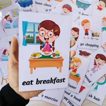 34pcs engleză de Învățare Timpurie Carduri Flash Pentru Copii de Comportamentul de zi cu Zi de Viață de Învățământ Cuvânt Card educatoare Didactice