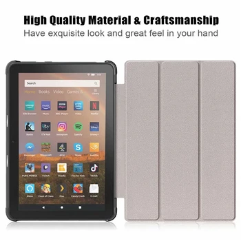 Frumos Tipărite Tableta Caz Pentru Amazon Foc HD8 (Plus) 2020 8 inch Rabatabil din Piele PU Flip Stand capac de Protectie Shell Funda + pen