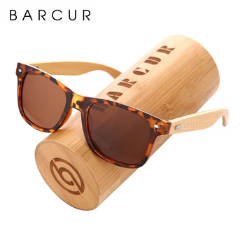 BARCUR Naturale de Bambus Polarizat ochelari de Soare din Lemn Ochelari de Soare Femei Bărbați Nuante Oculos De Sol