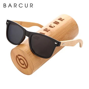BARCUR Naturale de Bambus Polarizat ochelari de Soare din Lemn Ochelari de Soare Femei Bărbați Nuante Oculos De Sol