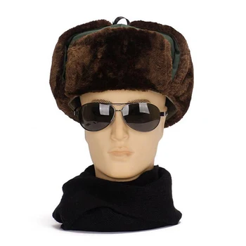 Noul Negru Cald Iarna Capace pentru Barbati Culoare Solidă Bombardier rus Pălării cu Masca Groasa Pălării de Iarnă pentru tata Fleece rusă Pălării de Blană