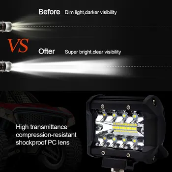 Safego 2 buc 4 Inch 60W LED Lumina de Lucru Bara de 12V Loc de Chips-uri Offroad 4x4 de Conducere Lampa de Lumina Pentru Camion cu Barca Pack 24V LED Light Bar