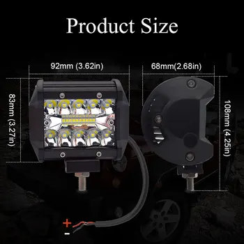 Safego 2 buc 4 Inch 60W LED Lumina de Lucru Bara de 12V Loc de Chips-uri Offroad 4x4 de Conducere Lampa de Lumina Pentru Camion cu Barca Pack 24V LED Light Bar