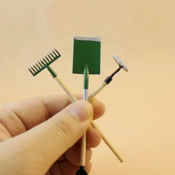 DIY Miniatura din Metal Udare Poate Trage Coș Lopata Grebla Unelte de Gradina Pentru Copii Papusi Casa Miniaturi Set de Accesorii