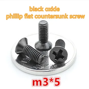 1000pcs m3*5 oțel carbon cu negru oxid de zinc phillip cruce cap înecat mini micro electronic șurub șurub mașină