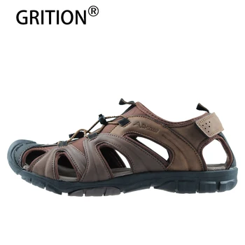 GRITION Barbati Piele Sandale de Vară în aer liber, Drumeții Clasic Gladiator Pantofi Plat Confort Masculin 2020 Pantofi Moale Casual de Dimensiuni Mari 46