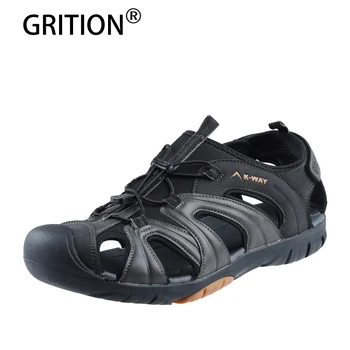GRITION Barbati Piele Sandale de Vară în aer liber, Drumeții Clasic Gladiator Pantofi Plat Confort Masculin 2020 Pantofi Moale Casual de Dimensiuni Mari 46
