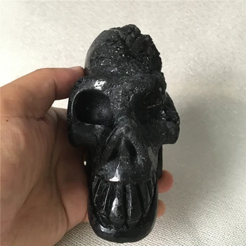 Naturale turmalina Neagra craniu de cristal de cuarț de vanzare Pietre si cristale decorațiuni interioare decorative cranii de cristal