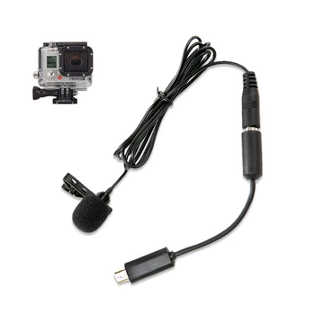 DE-LM20 Pro 3.5 mm Clip Sport Externe Microfoon Omnidirectional Clip Microfoon Mini USB pentru GoPro Erou 4 3 + 2 Video