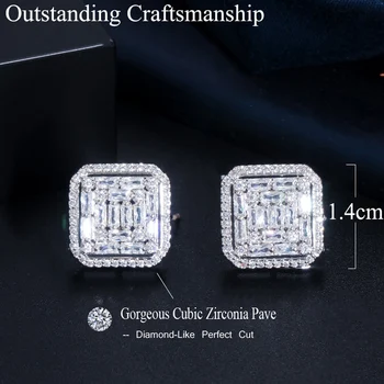 BeaQueen Clasic CZ Cristal Mare Cercei Stud Pătrat Plin Micro Pavate Cubic Zircon Femei Drăguț Cercei Moda Bijuterii 2020 E389