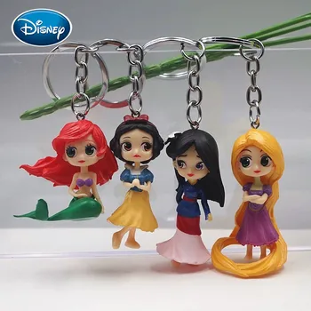 Disney 4buc Papusa Printesa Jucarie Breloc Mini Plastic Little Mermaid Printesa Papusa Breloc cu Pandantiv Accesorii Cadou