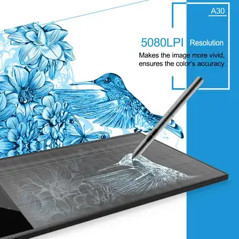 Grafica Desen Tableta A30 pentru Illustrator 10x6 inch Mare Suprafață Activă de Desen Digitale Pad cu 8192 Niveluri Pasiv Pen