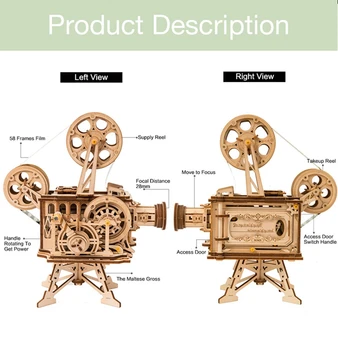Noi DIY Model de kit de Constructii Mecanice Model 3D Puzzle din Lemn Proiector de Film Comoara Tren de Jucarii pentru Copii LG/LC/AM