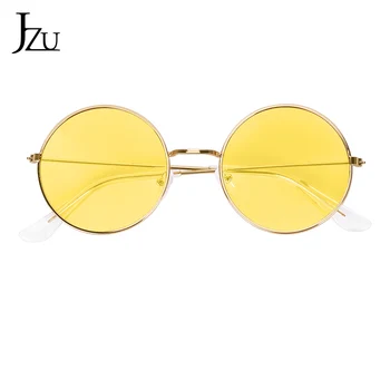 JZU 2019 Retro Rotund ochelari de Soare Femei Negru Roz de Brand Designer de Femei Aliaj Oglindă ochelari de Soare Femei de sex Feminin Oculos De Sol Negru