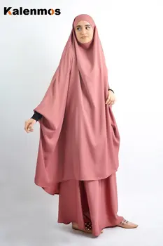 Femeile Musulmane Set De Două Piese De Rugăciune Îmbrăcăminte Hijab Rochie Lungă Khimar Abaya Jilbab-Ul Tinuta Ramadan Fusta Islamic Abaya Haine Niqab