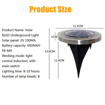 Energia solară Îngropat LED-uri de Lumină Solară Lawn Lampă Rece/Cald Alb rezistent la apa de Sub Pământ Lampă în aer liber, Grădină, Curte, Terase de Lumină