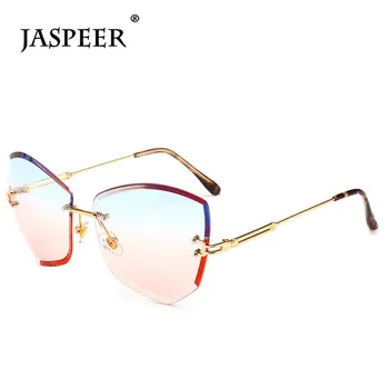 JASPEER fără ramă de ochelari de Soare Barbati Femei de Lux de Brand Designer de Ochelari de Soare Femei Rame de Metal de Tăiere Nuante de Lentile Ochelari Ochelari de Soare