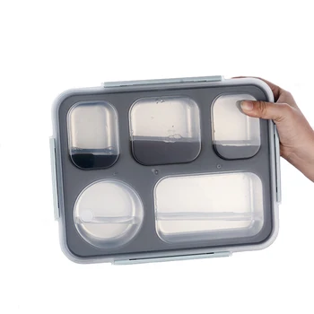 MICCK Izolare Termică Cutie de Prânz Eco-Friendly Bento Box Cu Tacamuri de Alimentare Recipient Cu Compartimente Etanșe Nu Amestecat