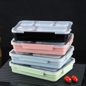 MICCK Izolare Termică Cutie de Prânz Eco-Friendly Bento Box Cu Tacamuri de Alimentare Recipient Cu Compartimente Etanșe Nu Amestecat