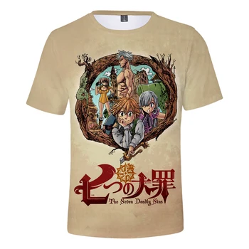 Anime Nanatsu No Taizai Tricou tricou Barbati pentru Femei de Vara cu Maneci Scurte T-shirt Harajuku Desene animate Cele Șapte Păcate de Moarte 3D Tricou