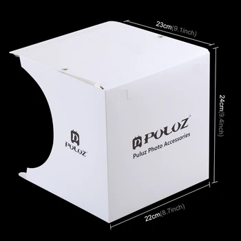 PULUZ 20cm Portabil 550LM Mini Pliere Moale Casetă Lightbox Cu LED-uri Alb-Negru Fotografie de Fundal Studio Foto cutie