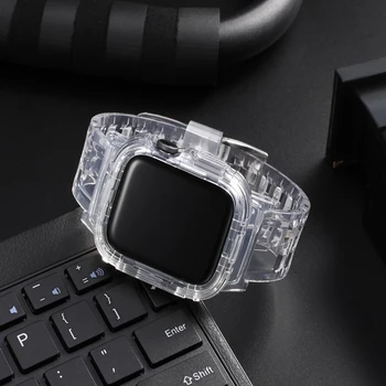 Silicon Transparent pentru Apple Watch band 44mm 40mm 38mm si 42mm Apple Watch Caz Moale Bratara correa apple watch SE 6 5 4 3