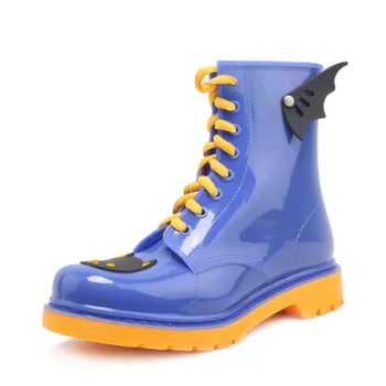 Rouroliu Femei din PVC Glezna Cizme de Ploaie Bomboane Culori Desene animate Rainboots Impermeabil Apă Pantofi pentru Femeie cizme de cauciuc ZJ68
